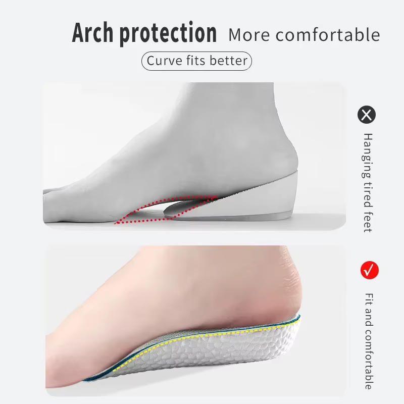 Nouvelles semelles intérieures rehaussantes semi-invisibles pour chaussures, inserts de talon, coussinets de sport, augmentation de la hauteur en mousse à mémoire de forme EVA, rehausseurs de talon 1,
