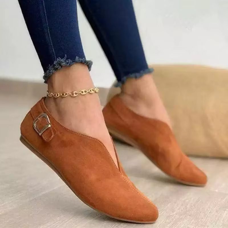 Mocassins pointus en daim pour femmes, chaussures plates pour femmes, mocassins rétro, chaussures décontractées à enfiler, vêtements pour femmes, grande taille, 35-43, été
