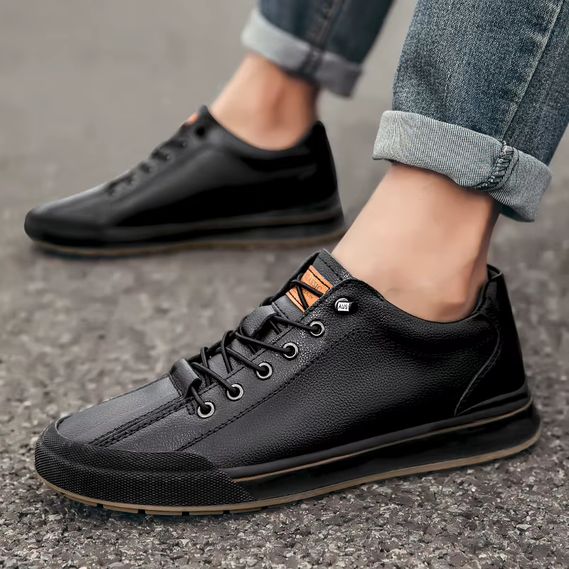 Chaussures de marche en cuir véritable de Style britannique, chaussures d'extérieur avec ascenseur, semelles intérieures pour augmenter la hauteur, chaussures vulcanisées à lacets