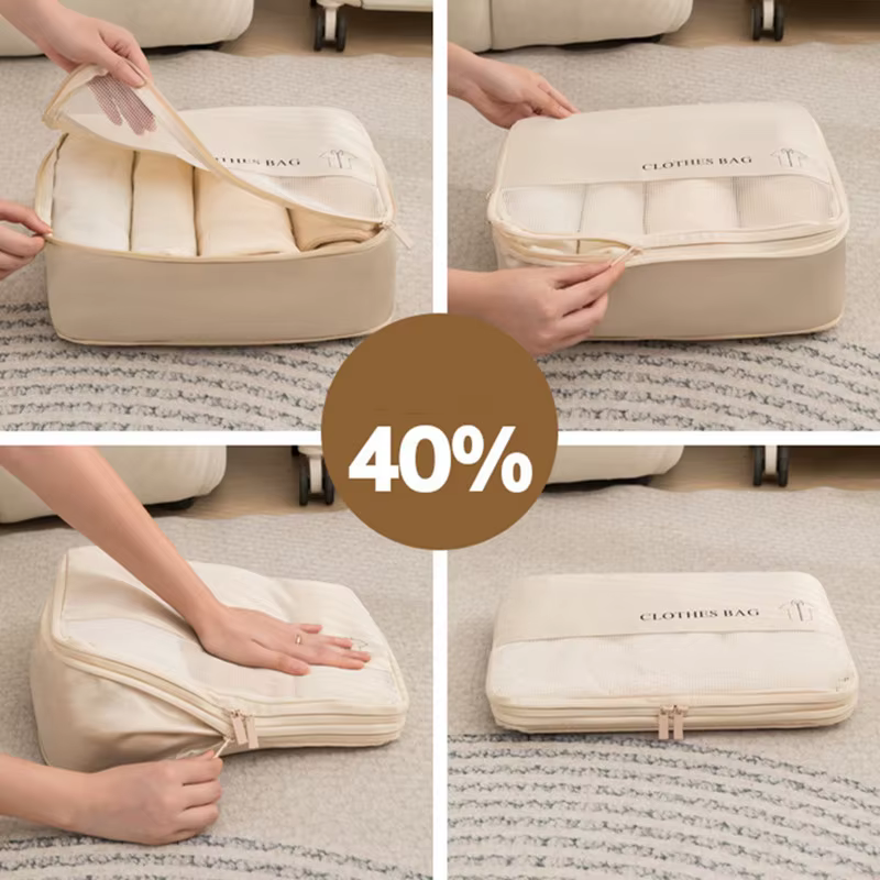 Lot de 6 sacs de compression de voyage, organiseurs de vêtements portables pour valise, étuis de rangement étanches pour bagages, sacs de rangement pour tiroirs