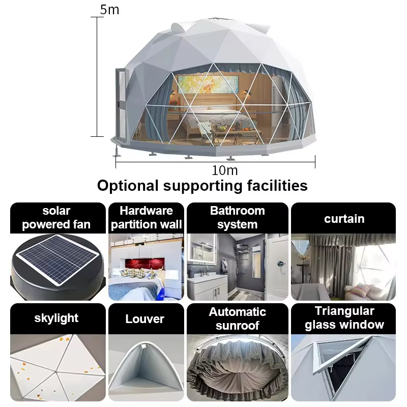 Dôme de Glamping de Luxe, Tentes Géodésiques, Grandes Tentes de Camping de Luxe, Dôme Hôtelier Sphérique pour un Ciel Étoilé, Tente d'Extérieur à Vendre, Personnalisable