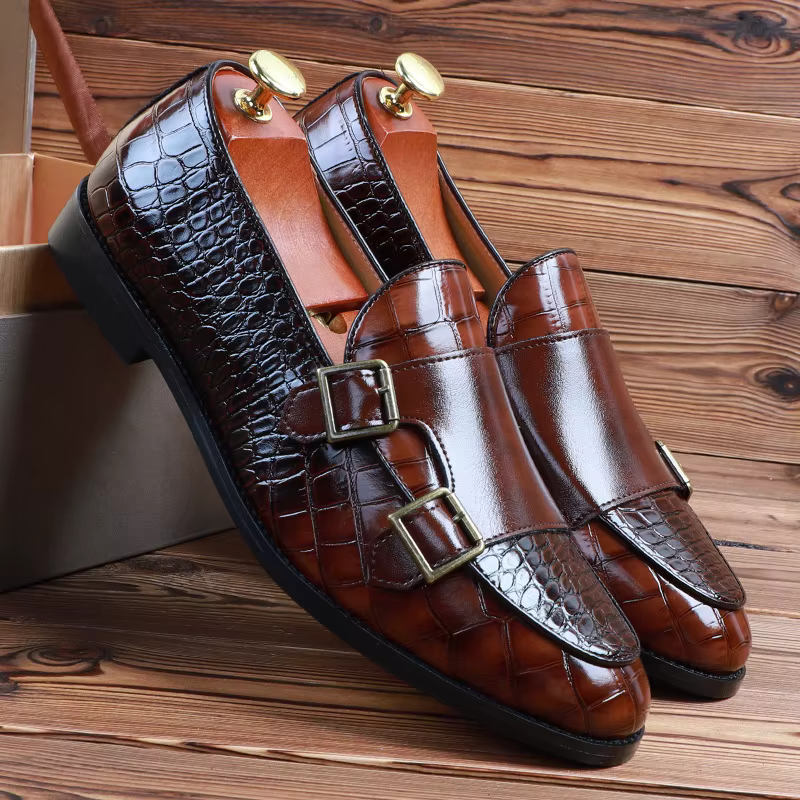 Mocassins de Luxe à Double Sangle de Moine pour Homme