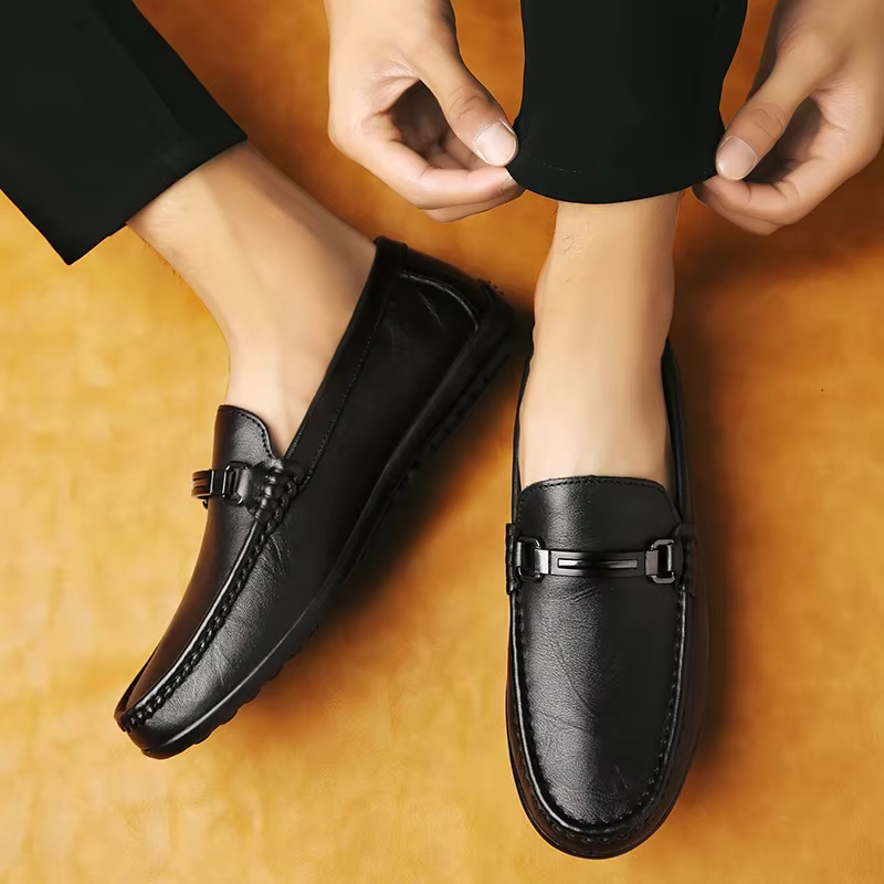 Mocassins d'été de marque de luxe en cuir véritable pour hommes