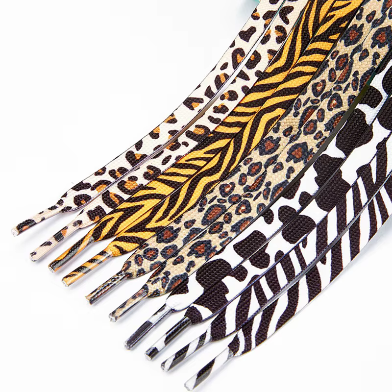 Classique Animal Patten Imprimer Lacet Créatif Unisexe Baskets Toile Chaussure Lacet Plat Léopard Zèbre Tigre Serpent Lacets Cordes