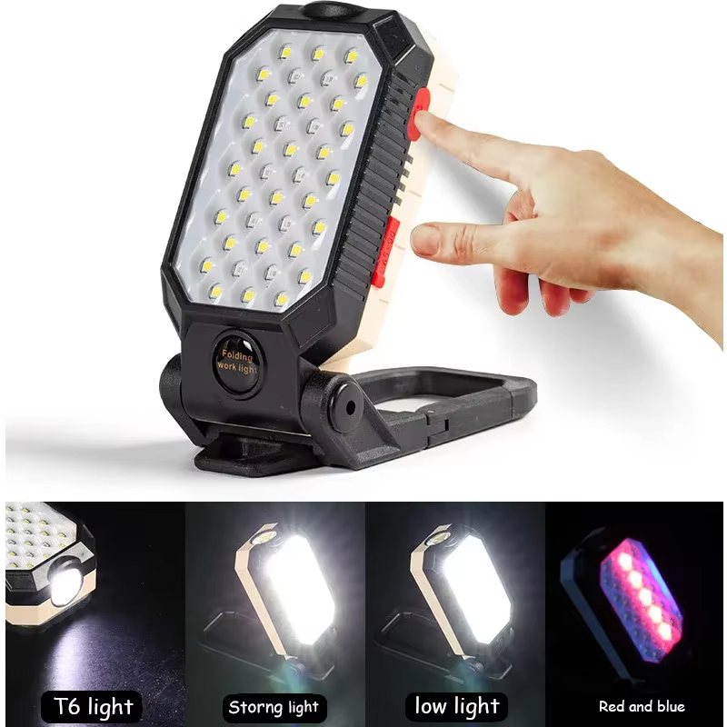 Projecteur de travail, lampe de poche éblouissante, batterie intégrée, affichage de la puissance d'aspiration magnétique, lampes de secours pour réparation automobile