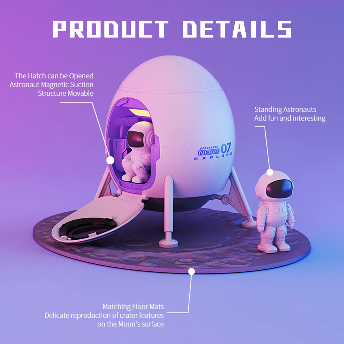 Projecteur de lumière d'astronaute et de galaxie, projecteur de plafond pour vaisseau spatial, avec minuterie télécommandée, tapis de cratère météorite lunaire