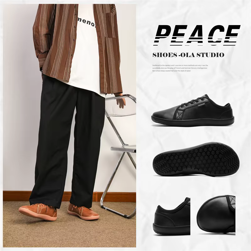 Chaussures minimalistes taille 37-48 hommes et femmes bout large pieds nus décontracté en cuir artificiel