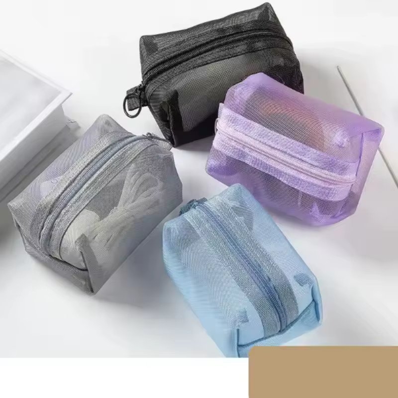 Mini sacs à cosmétiques en maille de Nylon transparent pour femmes