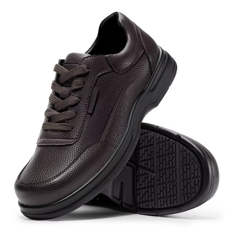 Chaussures en cuir pour hommes Fitville, design large, chaussures Oxford décontractées, antidérapantes, hydrofuges, pour pieds enflés, avec soutien de la voûte plantaire