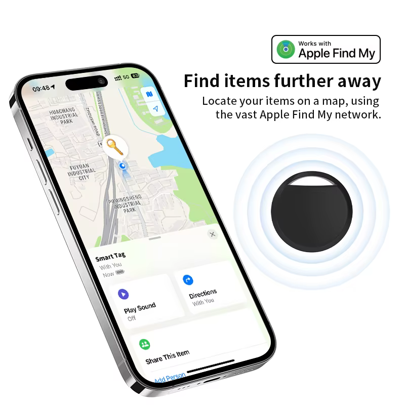 Lot de 4 balises intelligentes pour Apple Find My – Traceur d'objets Bluetooth avec alerte d'objets perdus et signal sonore pour retrouver clés, portefeuille, bagages