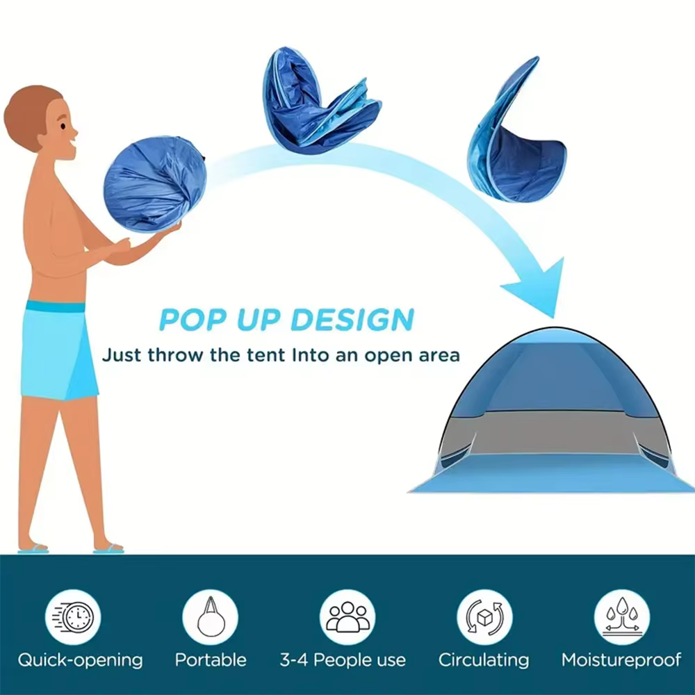 Installation rapide. Tente de plage pop-up. Auvent portable.