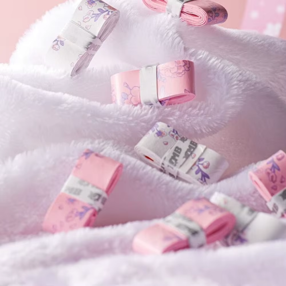 Bande antidérapante pour poignée de Badminton, 2 pièces, absorbant les chocs, Absorption de la sueur, bandeau pour raquette, motif Sakura, surgrips de Tennis