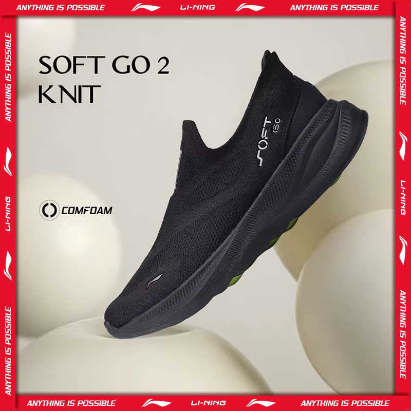 Li-Ning Chaussures de marche décontractées en tricot SOFT GO 2 pour hommes