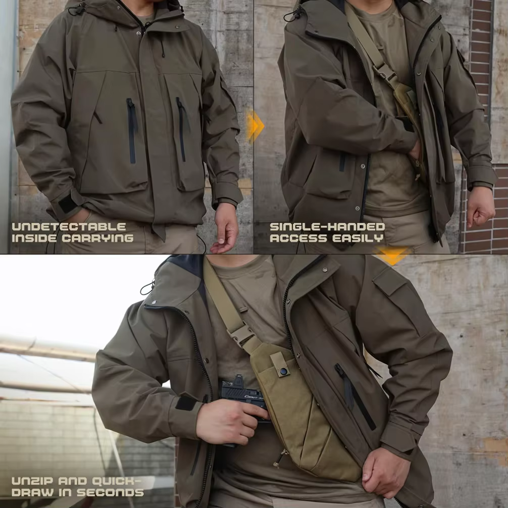 Sac tactique de transport dissimulé pour arme à feu - Holster pour pistolet à tir droit avec conception antivol