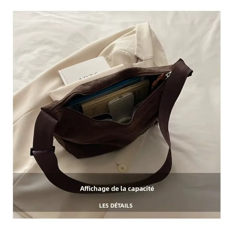 Sac à bandoulière en daim imprimé léopard pour femme 2026 – Grande capacité, décontracté, style dumpling, polyvalent pour les trajets quotidiens