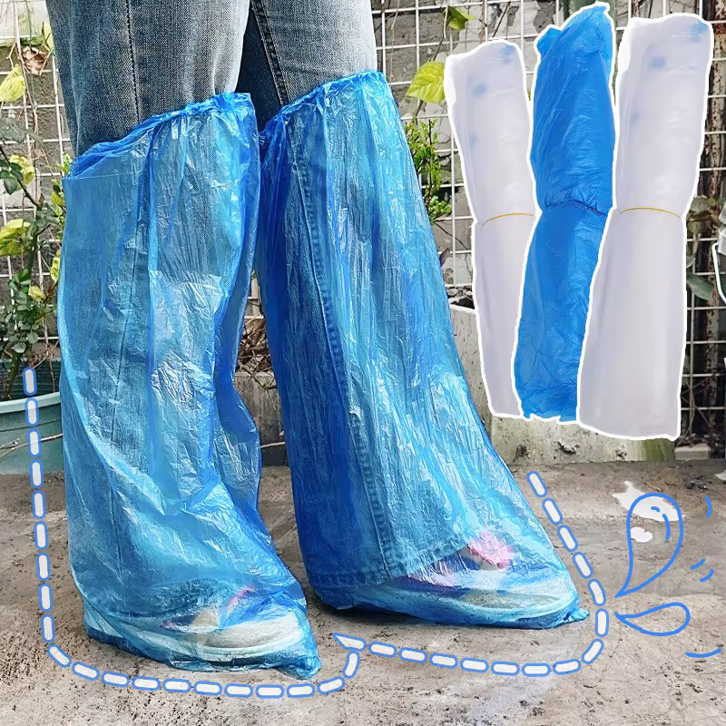Surchaussures jetables imperméables longues en plastique