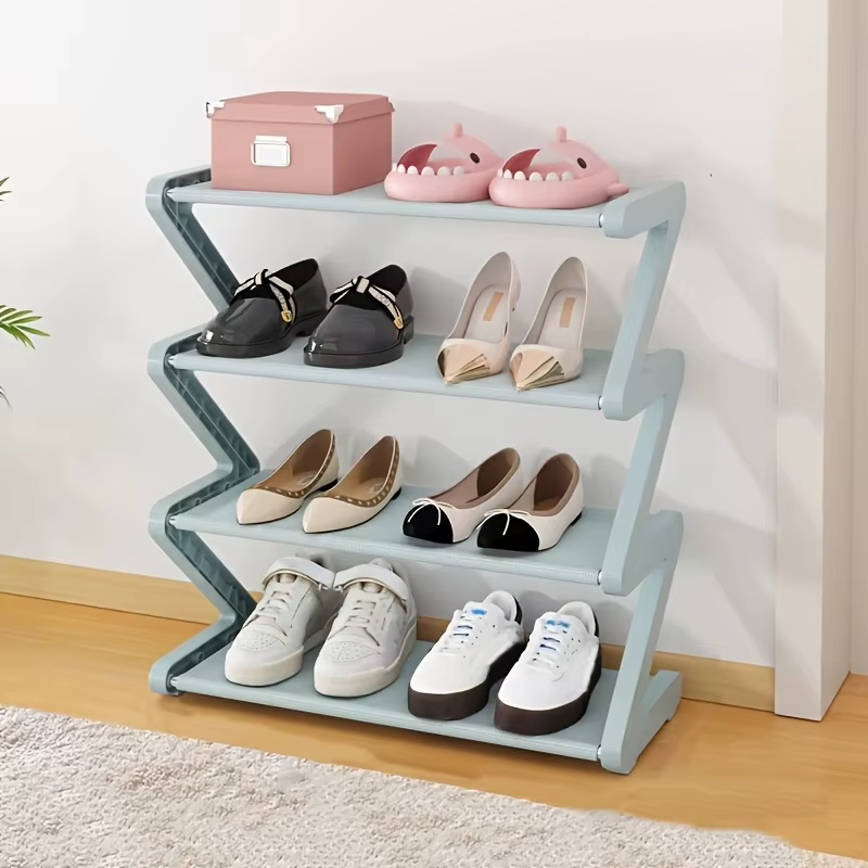 Étagère à chaussures en forme de Z, robuste, gain de place, étroite, pour entrée, avec rangement multi-niveaux, adaptée à la maison, au dortoir, au magasin