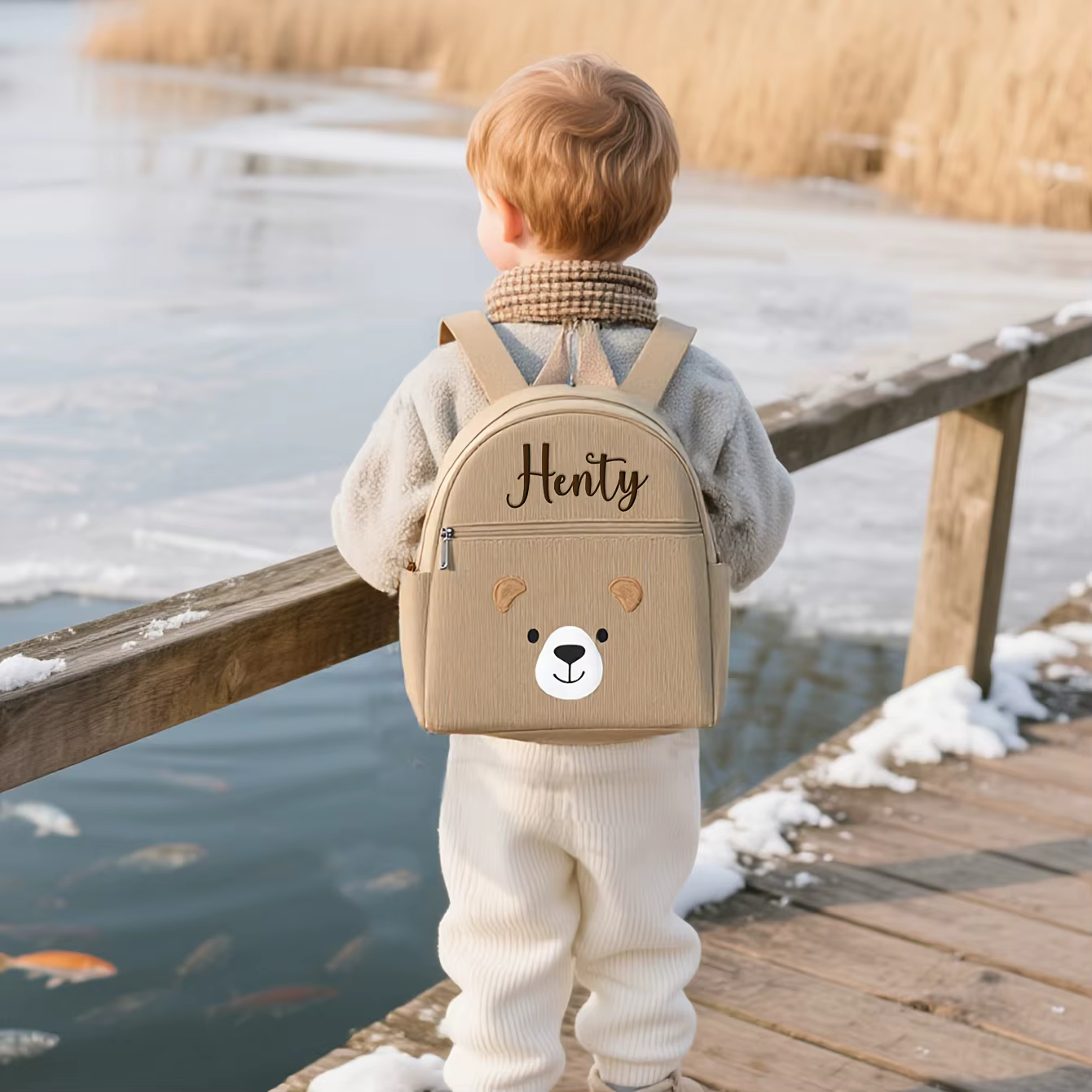 Sac à dos pour enfants ours mignon brodé personnalisé |   Sac pour tout-petits de la maternelle |   Adorable sac ours personnalisable