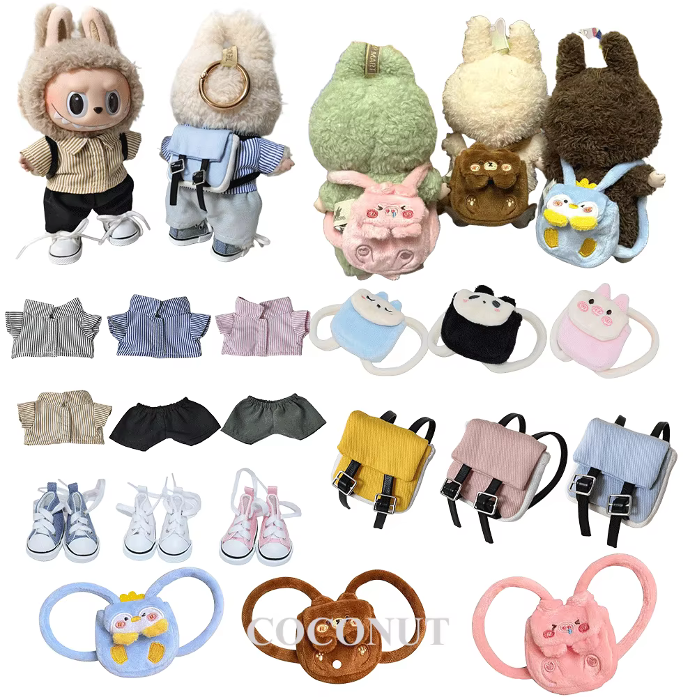 Pour 17 cm labubu accessoires Labubu sac d'école sac à dos avec chemise chaussures poupée accessoires Labubu Ropa