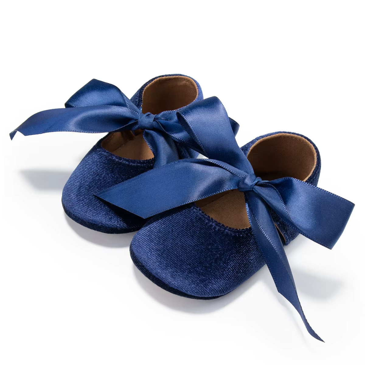 Chaussures pour nouveau-né fille, mocassins avec ruban et nœud papillon, semelle antidérapante en caoutchouc