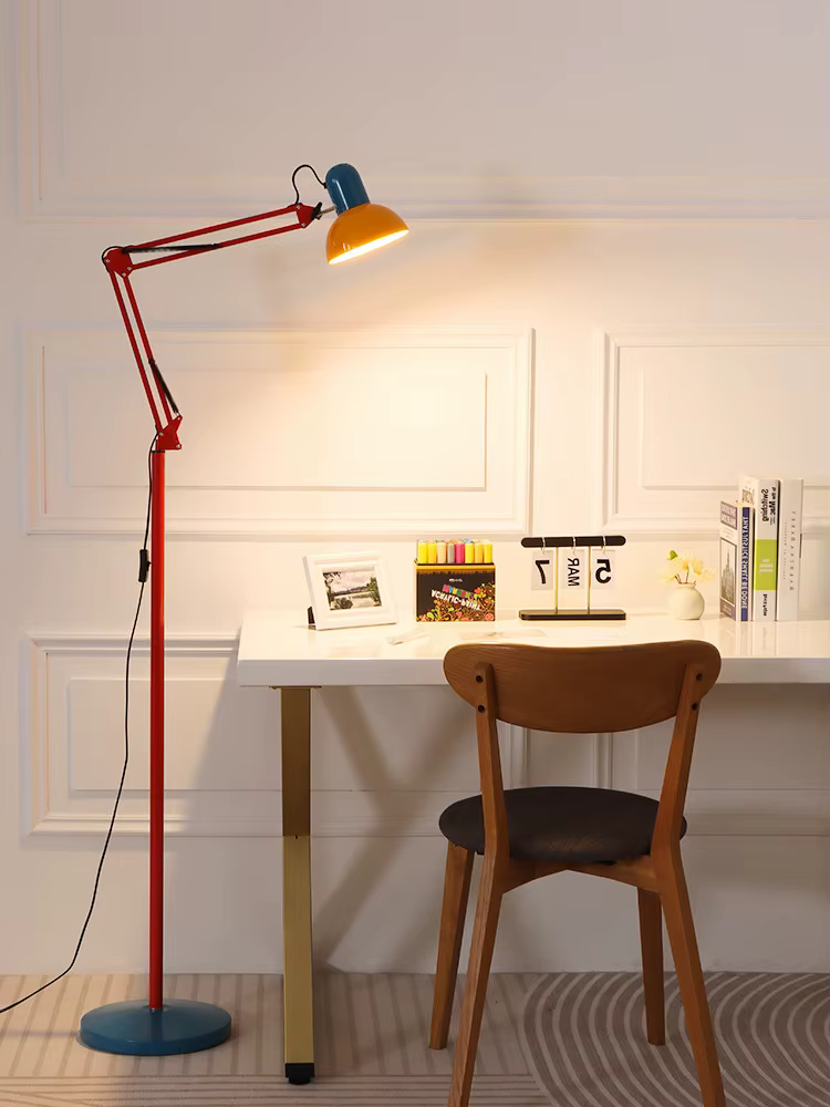 Lampe de sol LED moderne en métal E27, lumière tricolore pour salon, chambre à coucher, décoration intérieure créative, lampe de sol télescopique