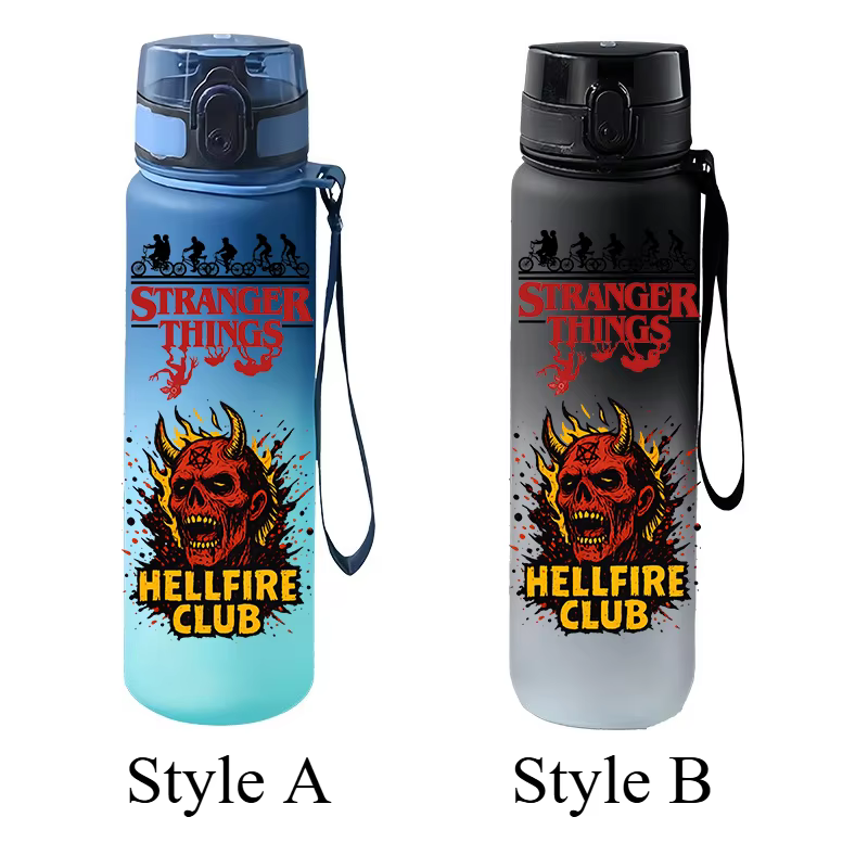 Mug de voyage portable Stranger Things de 650 ml, cadeau de vaisselle imprimée avec des personnages de dessins animés, adapté aux sports de plein air des étudiants