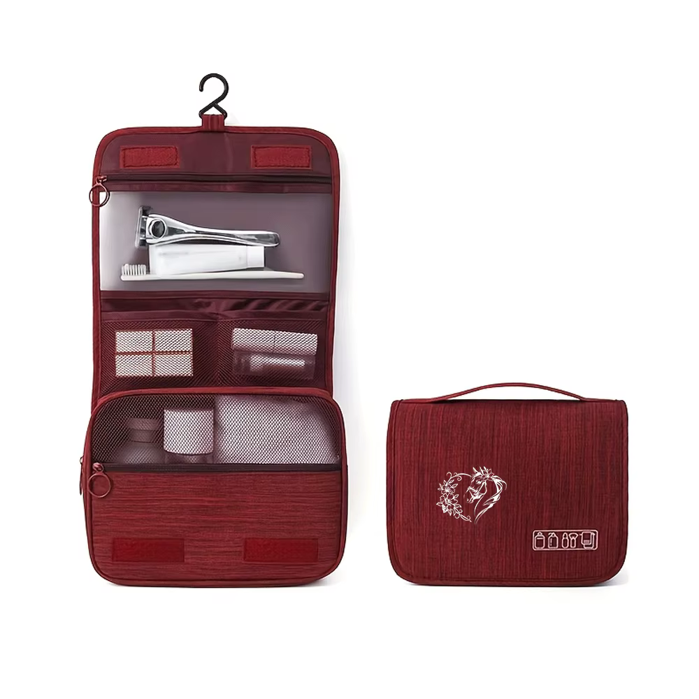 Trousse de Maquillage Portable Unisexe à Motif Cheval, Grande Capacité, Organisateur Cosmétique, Pochette de Toilette Suspendable pour Femmes et Hommes, pour Articles de Toilette, Rasage et Maquillage