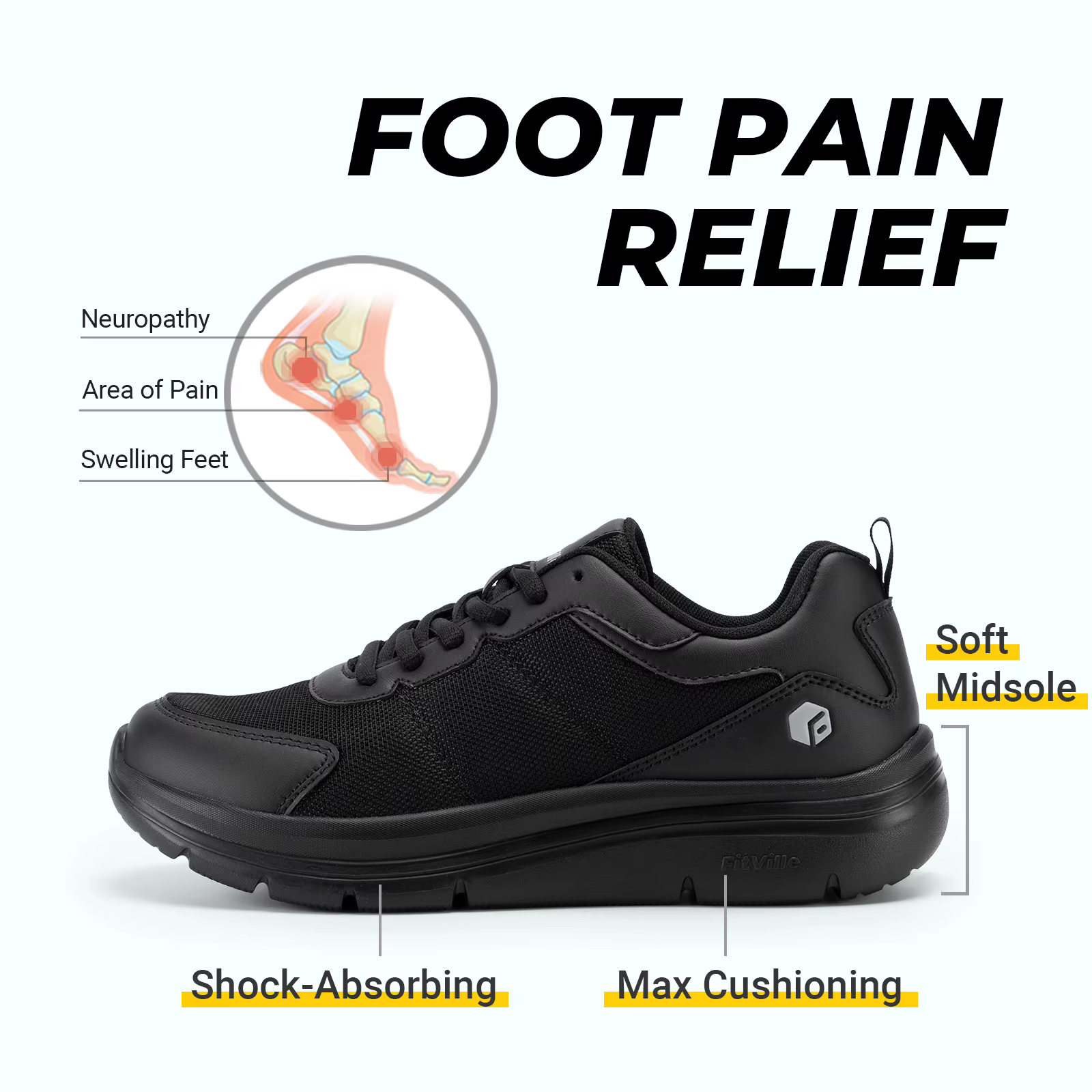 Chaussures de marche élargies 2E pour hommes