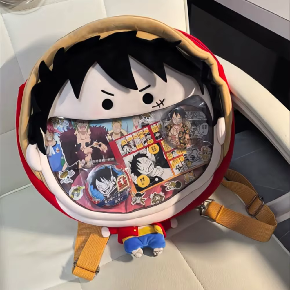 Sac à dos One Piece Anime Big Mouth Luffy pour couples, sac messager transparent Itabag, sac à bandoulière dessin animé, cadeau d'anniversaire