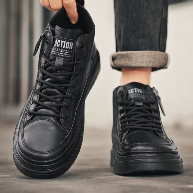Nouveaux hommes bottes en cuir printemps confortable semelle souple haut chaussures de travail classique affaires décontracté bottines baskets Botas Hombre