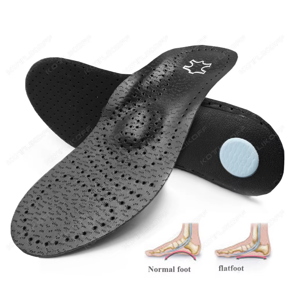 Semelle intérieure orthopédique en cuir pour pieds plats