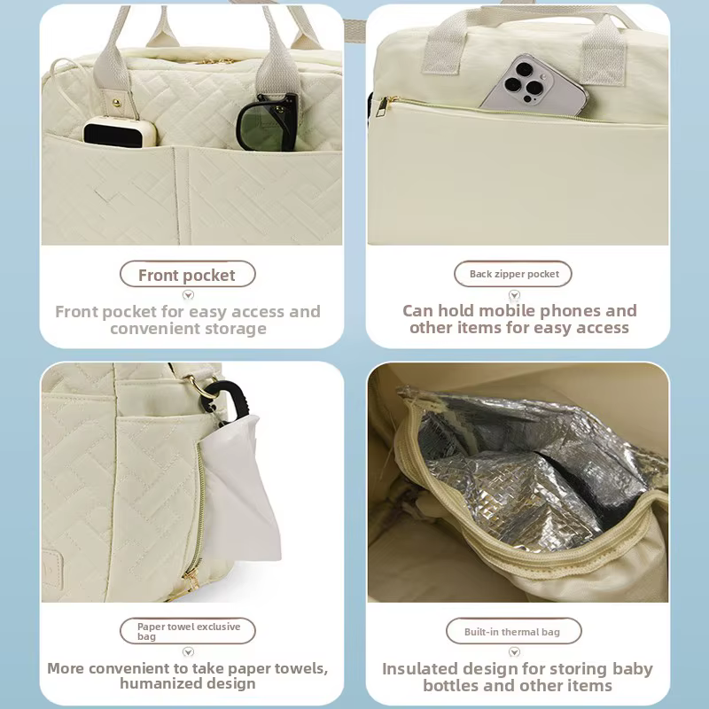 Sac à couches pour bébé, sac de rangement pour poussette, grande capacité, sac de voyage suspendu avec crochets, porte-téléphone et porte-bouteille, accessoires