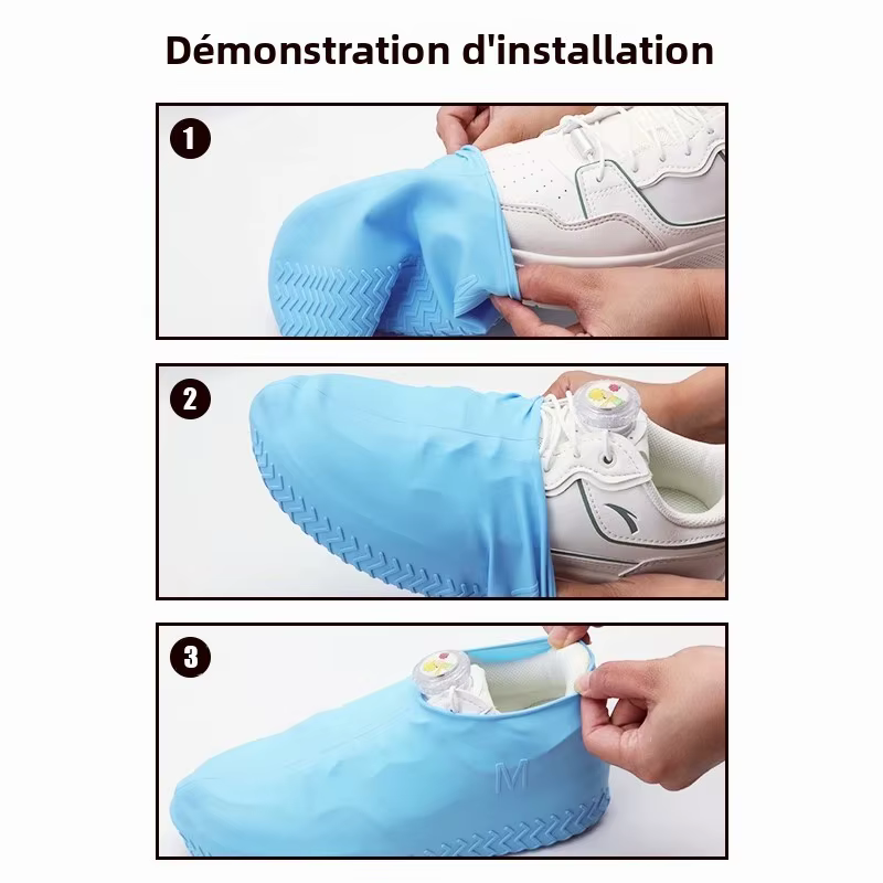 1 paire de couvre-chaussures imperméables en silicone pour enfants et adultes