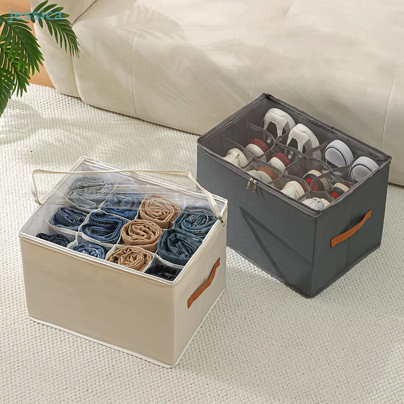 ♥ Boîte de rangement de chaussures pliable en tissu avec compartiments