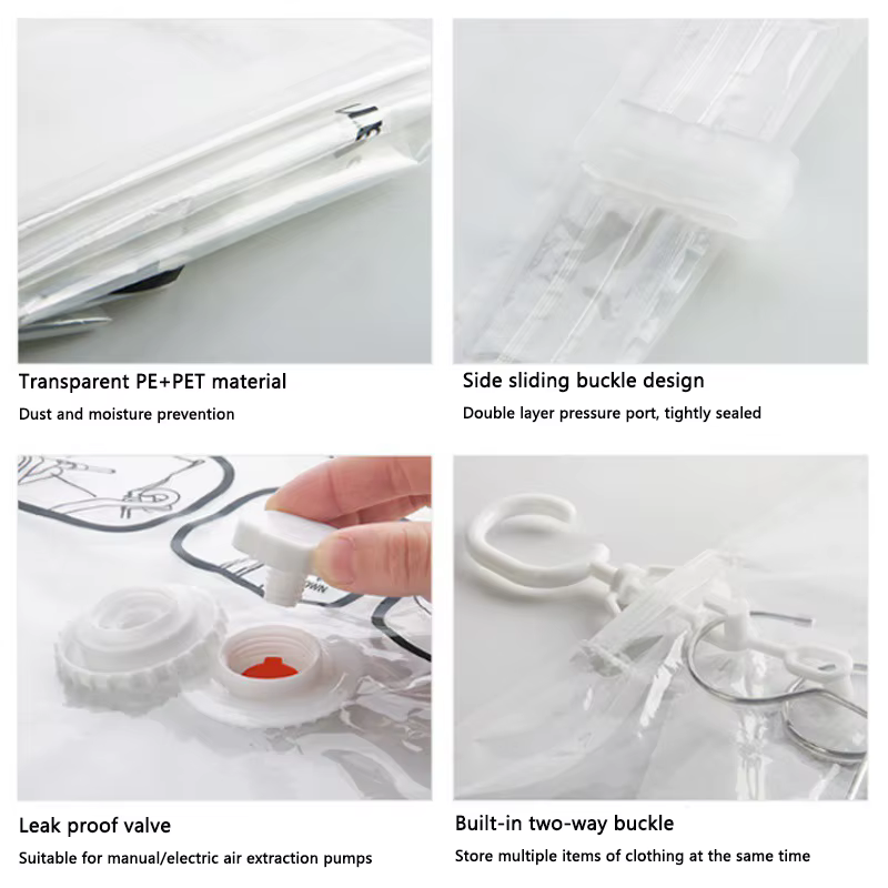 Sac sous vide Transparent suspendu, rangement pour vêtements, doudoune, pardessus, Compression, organisateur de maison, garde-robe, manteau anti-poussière, pompe à Air