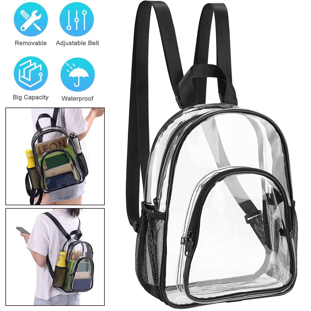 Sac à dos Transparent étanche pour Sports de plein air