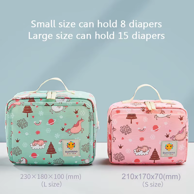 Sunveno – sacs à couches jetables pour bébé, sac de maternité réutilisable, mode imprimés, humide et sec, pour couches jetables, 2 tailles