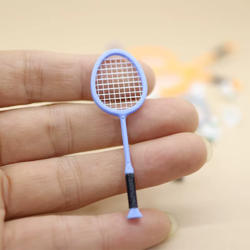 Maison de poupée Miniature, Mini Badminton de sport avec raquette, modèle pour accessoires de poupée, 3 pièces/ensemble