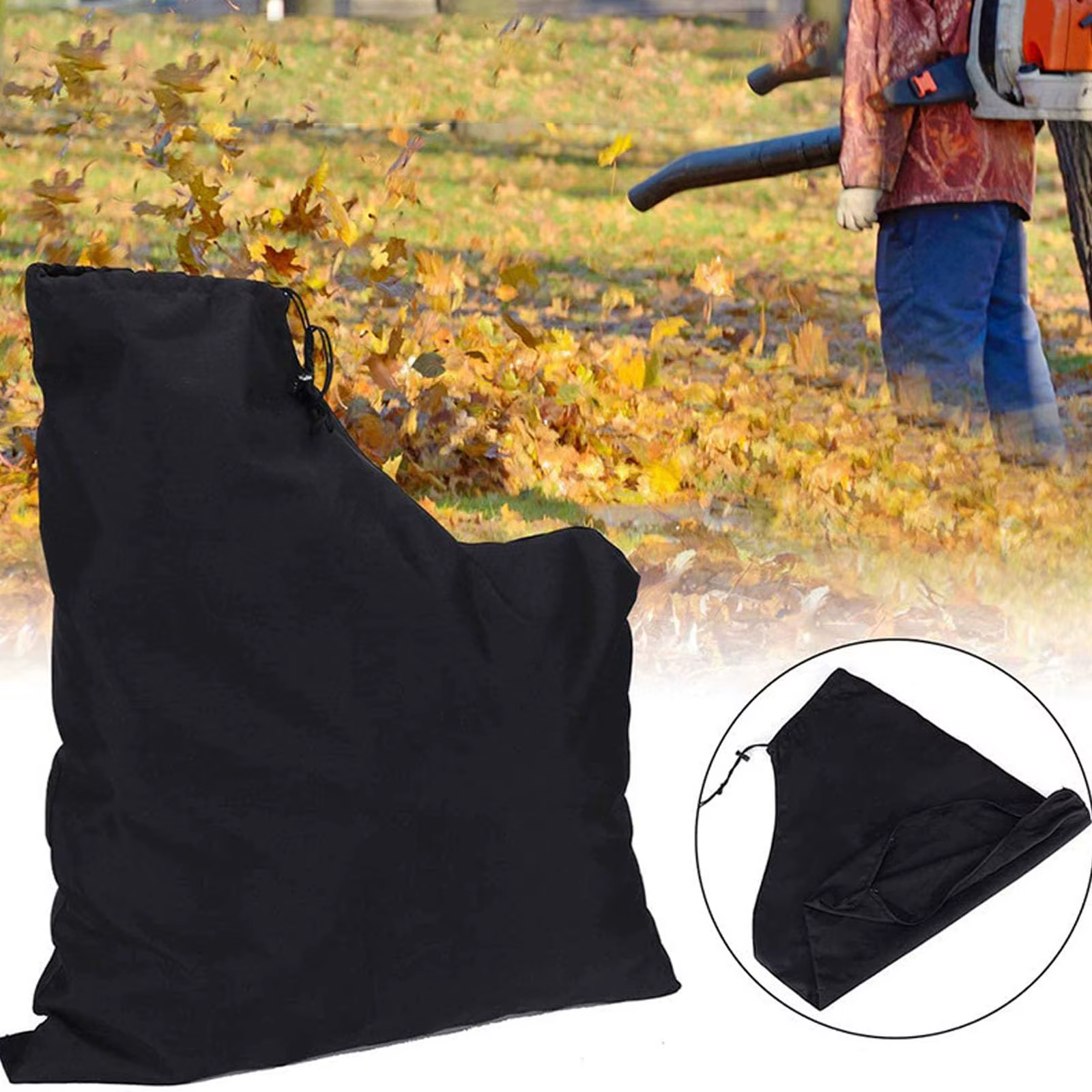 Sac sous vide pour souffleur de feuilles Oxford, organisateur de collecte de souffleur de feuilles de jardin, râteau, pochette de décharge inférieure à fermeture éclair, nettoyeur de pelouse