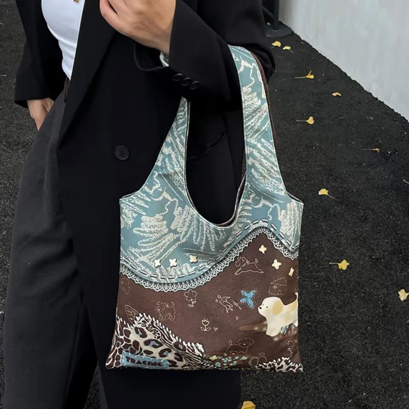 Sac fourre-tout rétro imprimé léopard