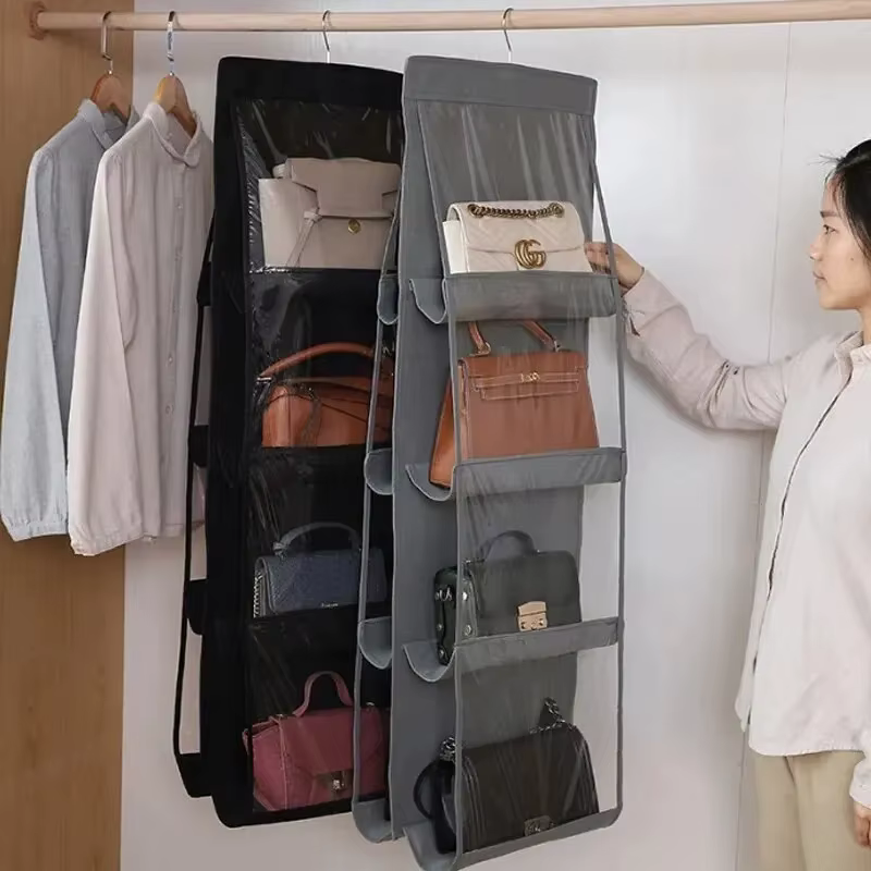 Sac de rangement suspendu en tissu Double face, multicouche, anti-poussière, Type suspendu, sac de garde-robe domestique, support de rangement