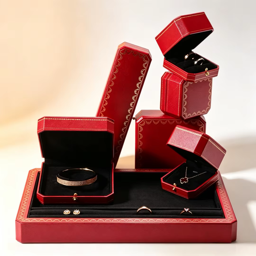 Boîte de Rangement de Luxe pour Bijoux de Voyage Rouge