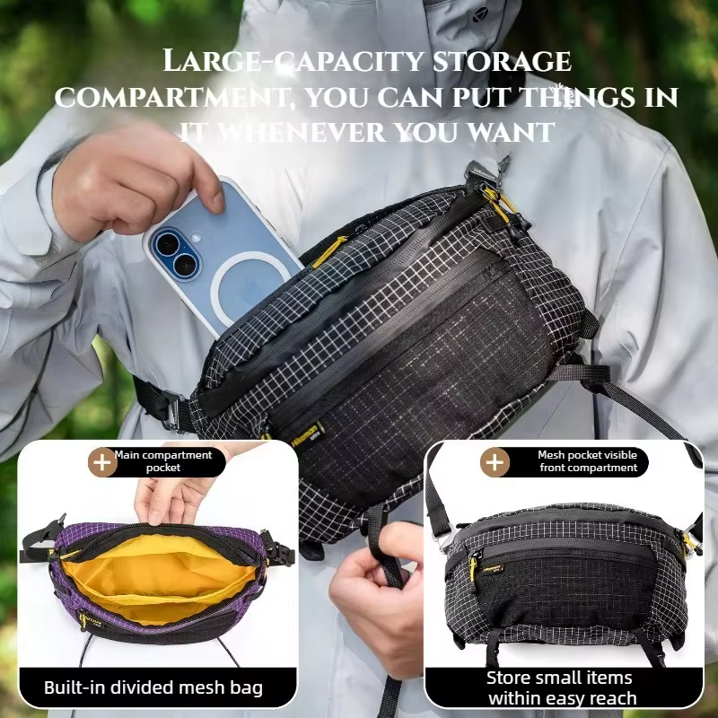 Hikeman 2.0 Sac de taille Dyneema imperméable UrltraLight multi-poches pour le cyclisme