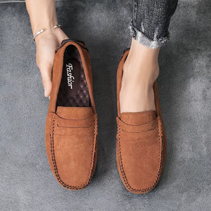 Mode daim hommes chaussures décontractées respirant confort sans lacet hommes chaussures de conduite marque de luxe hommes mocassins hommes paresseux chaussures mocassins