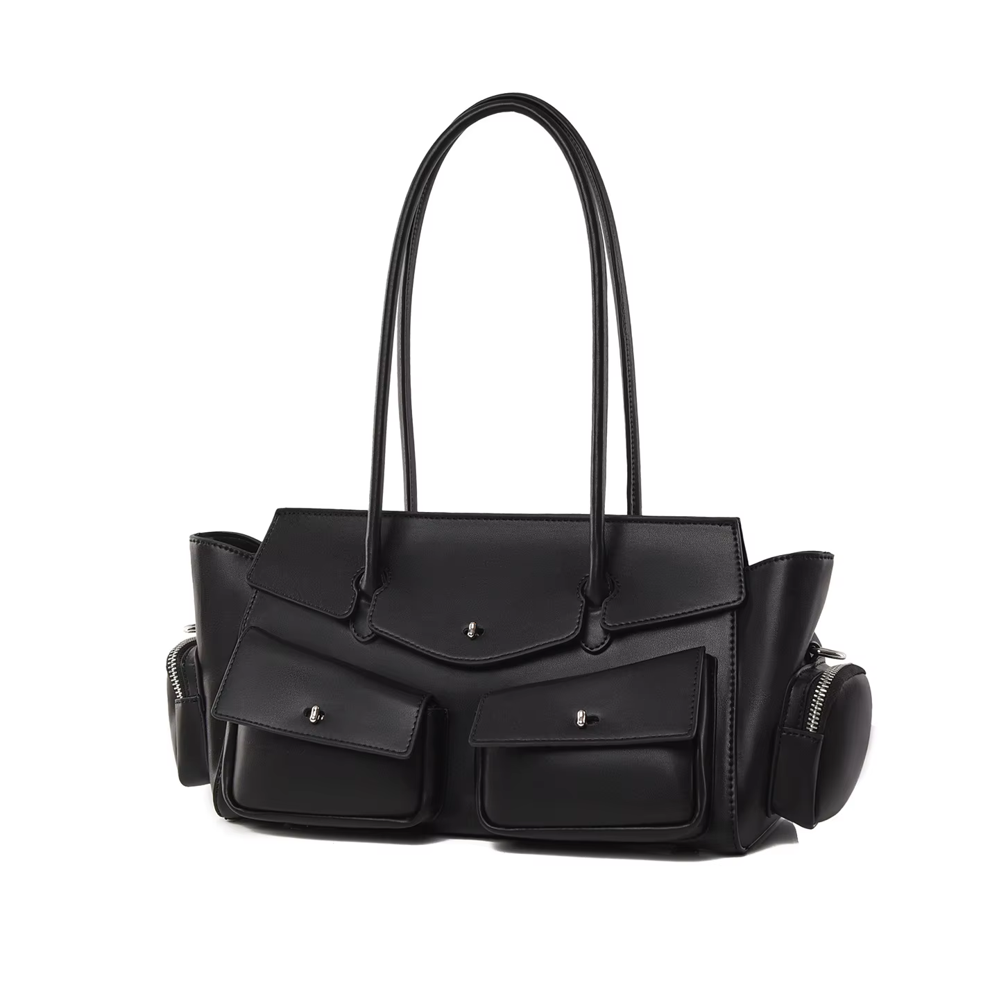 Sac fourre-tout en cuir PU vegan style motard pour femme, grande capacité, sac à bandoulière pour les trajets quotidiens, sac à main sous le bras