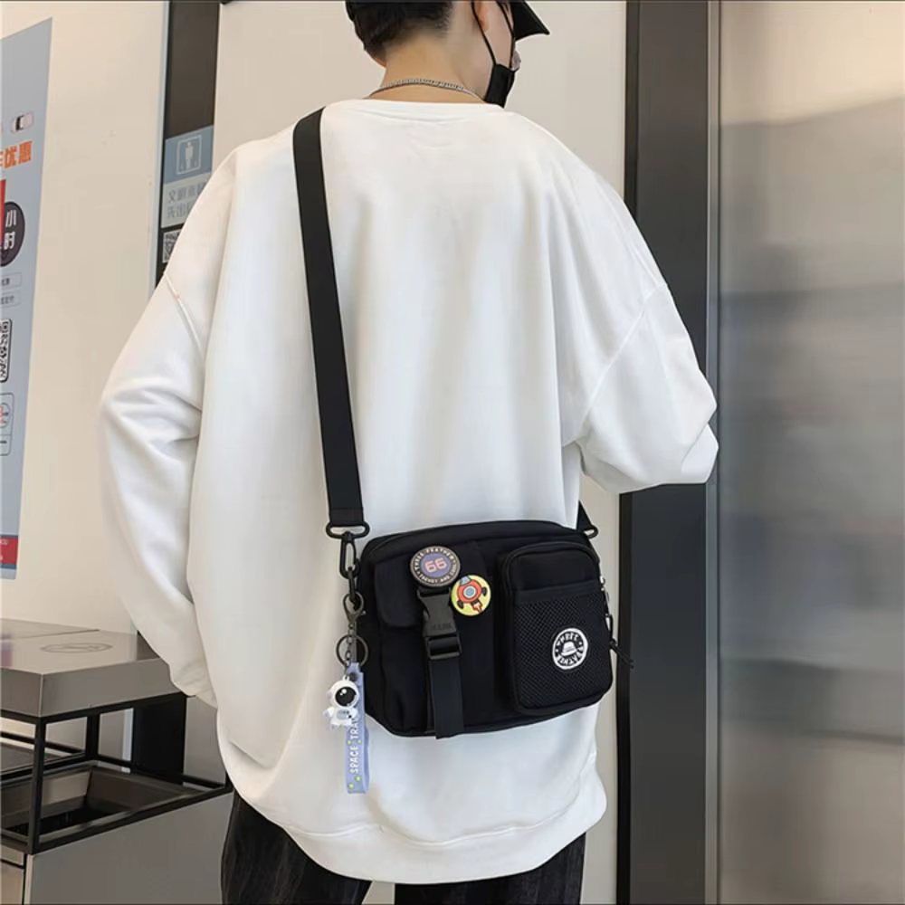 Petit sac à bandoulière en toile à séchage rapide, Portable Harajuku pour hommes, pochette à fermeture éclair, sac pour téléphone Portable décontracté unisexe