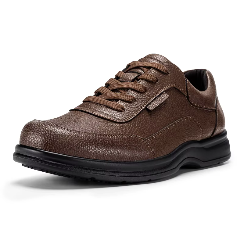 Chaussures en cuir pour hommes Fitville, design large, chaussures Oxford décontractées, antidérapantes, hydrofuges, pour pieds enflés, avec soutien de la voûte plantaire