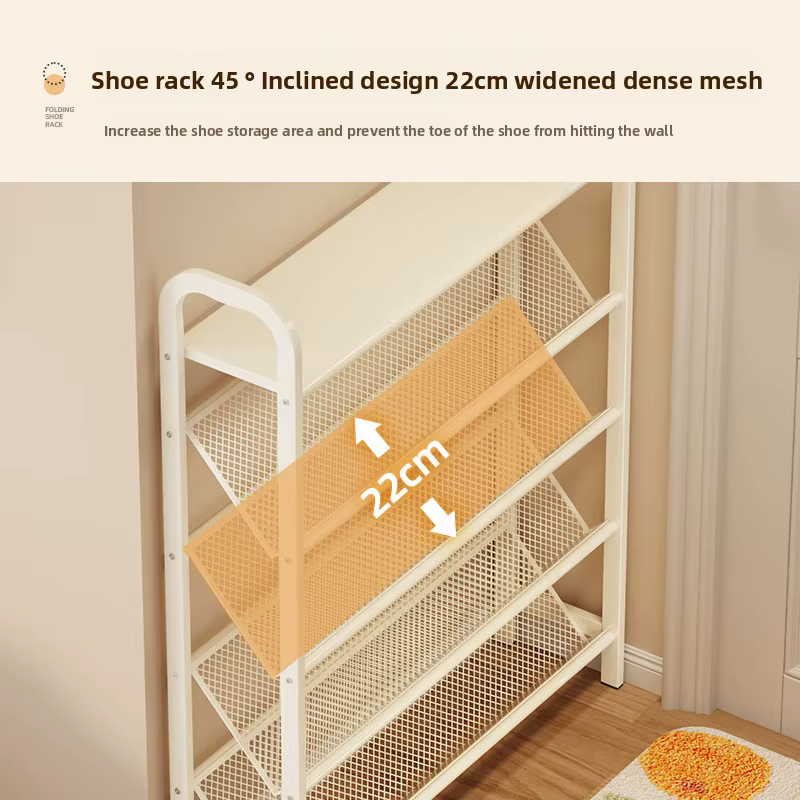 Étagère à chaussures en acier, porte de ménage, rangement simple, gain de place, armoire à chaussures étroite multicouche en métal