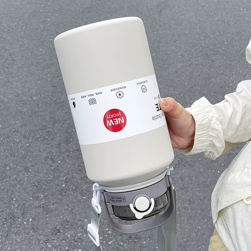 Bouteille isotherme en acier inoxydable grande capacité 800 ml/2000 ml avec poignée et paille