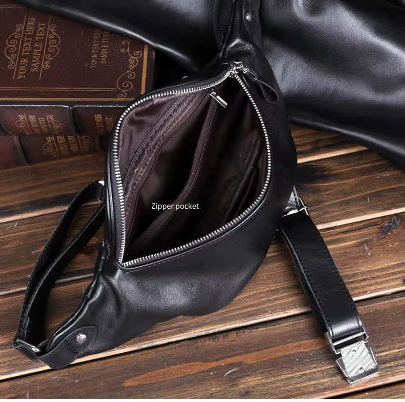 Sac de poitrine à bandoulière en cuir de qualité supérieure pour hommes, sac de taille de sport pour course à pied avec poche pour téléphone